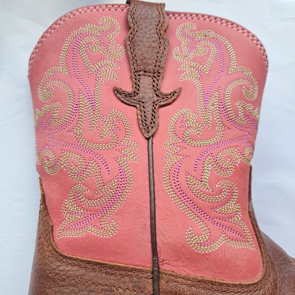 ARIAT Women’s Size 7 Fat Baby Pink Brown Cowgirl 8” Western Leather Boots - Picture 10 of 12